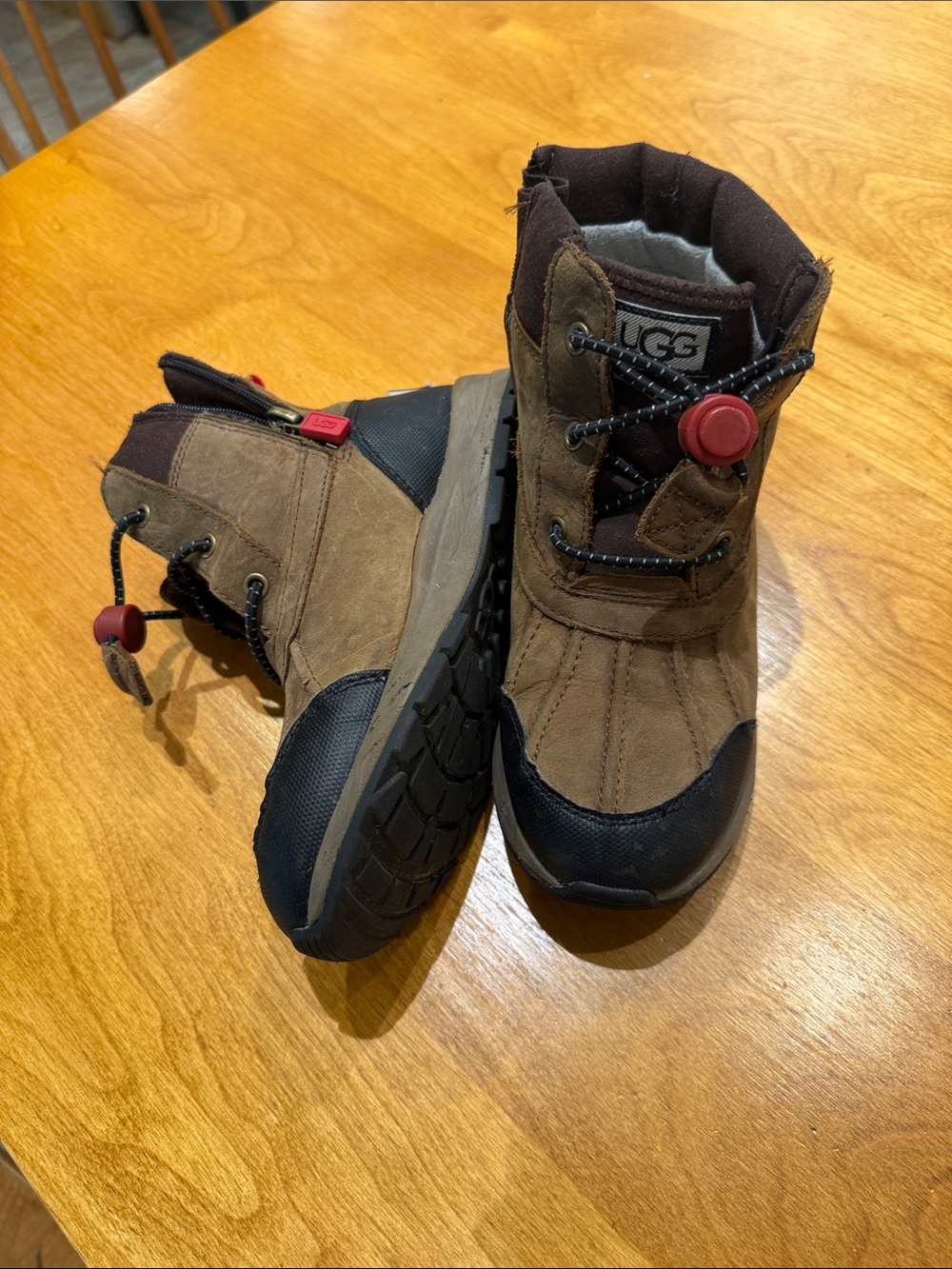 UGG Kids Brown and Black Winter Trail Boots
